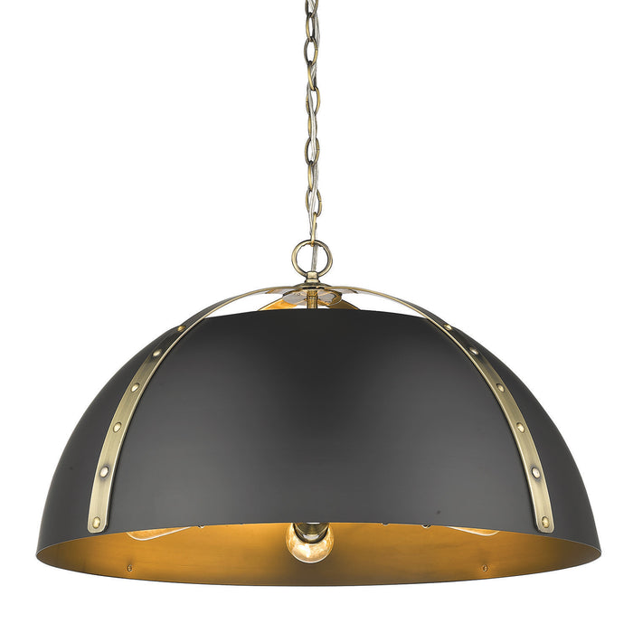 Golden 6928-5P AB-BLK Five Light Pendant, Aged Brass