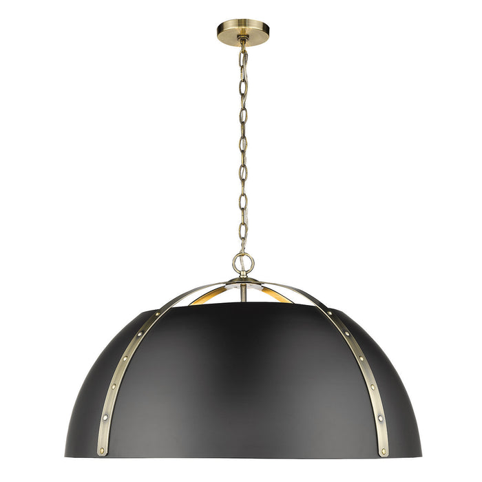 Golden 6928-8P AB-BLK Eight Light Pendant, Aged Brass