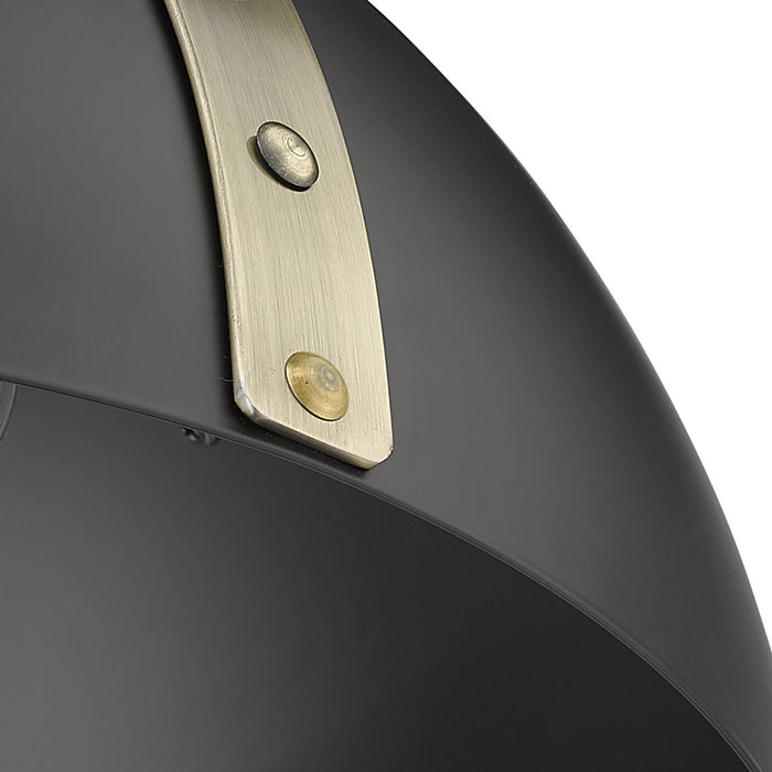 Golden 6928-S AB-BLK One Light Pendant, Aged Brass