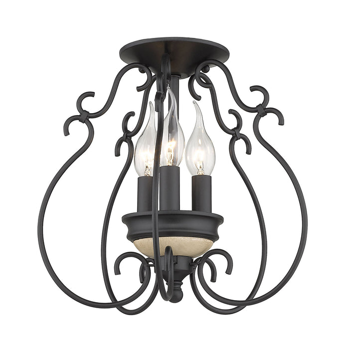 Golden 8314-SF NB Three Light Semi-Flush Mount, Natural Black