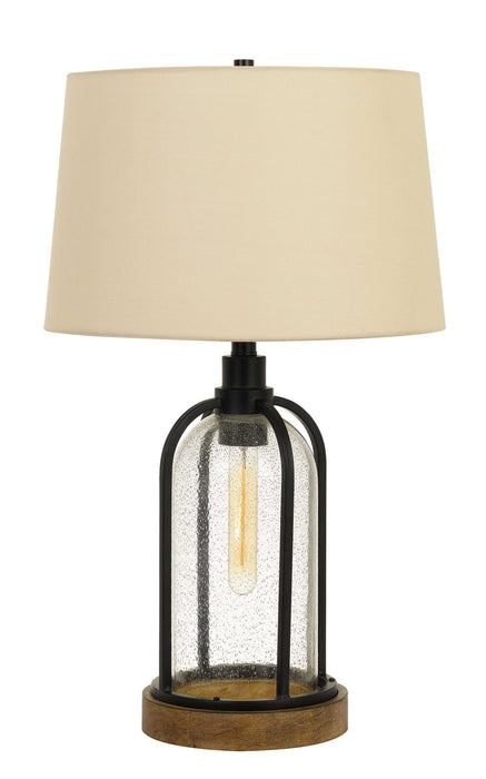 Cal Lighting BO-2840TB Two Light Table Lamp, Black/Wood