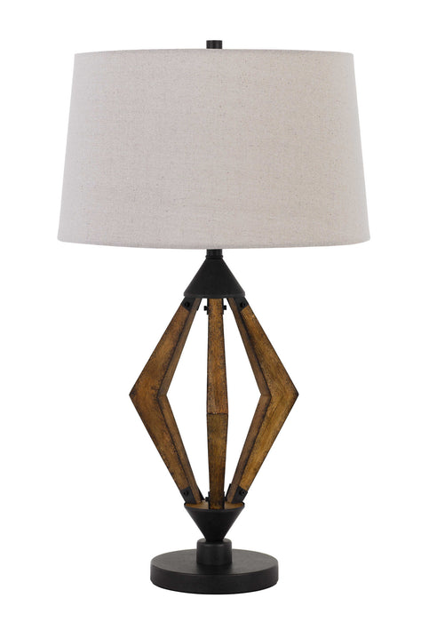 Cal Lighting BO-2856TB One Light Table Lamp, Black/Wood