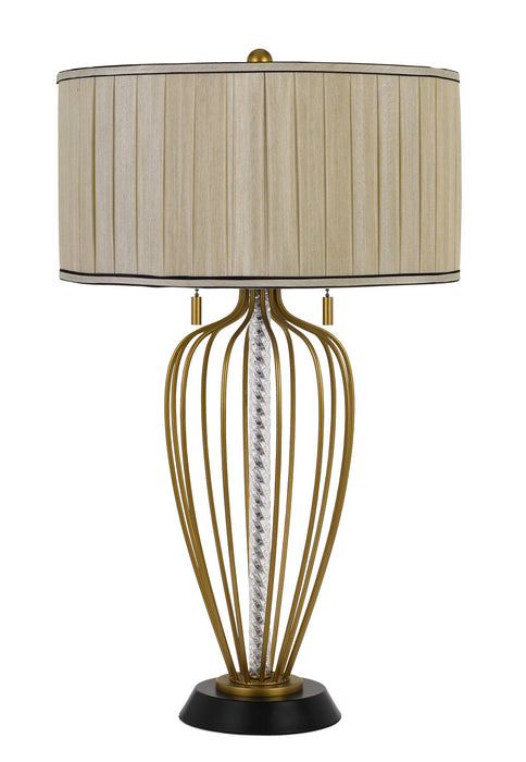 Cal Lighting BO-2859TB Two Light Table Lamp, Antique Brass/Black