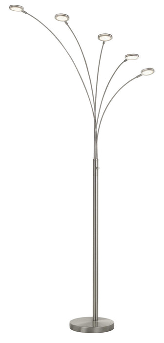 Cal Lighting BO-2873FL-5L-BS LED Arc Floor Lamp, Brushed Steel