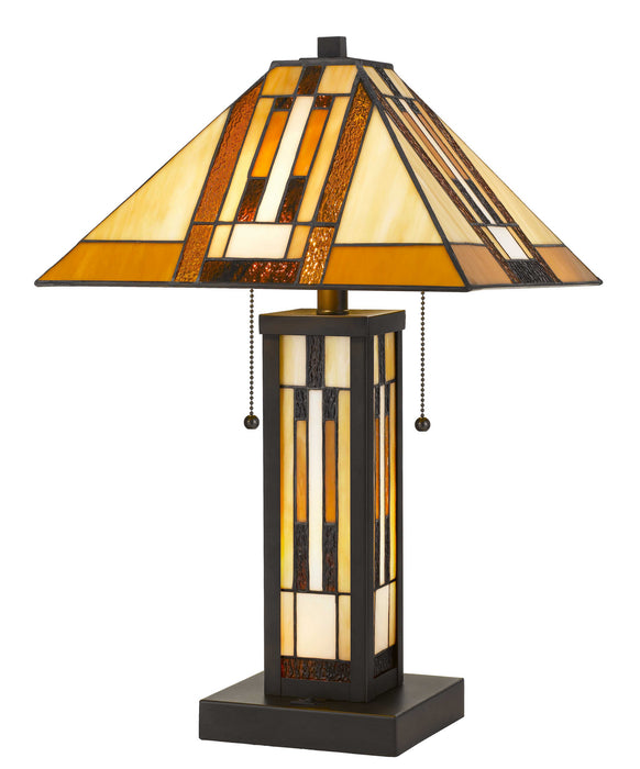 Cal Lighting BO-2902TB Two Light Table Lamp, Dark Bronze