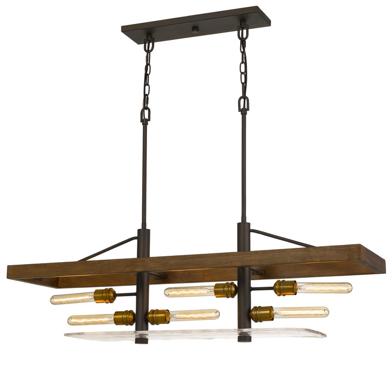 Cal Lighting FX-3701-6 Six Light Island Chandelier, Wood