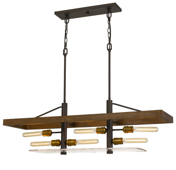 Cal Lighting FX-3701-6 Six Light Island Chandelier, Wood