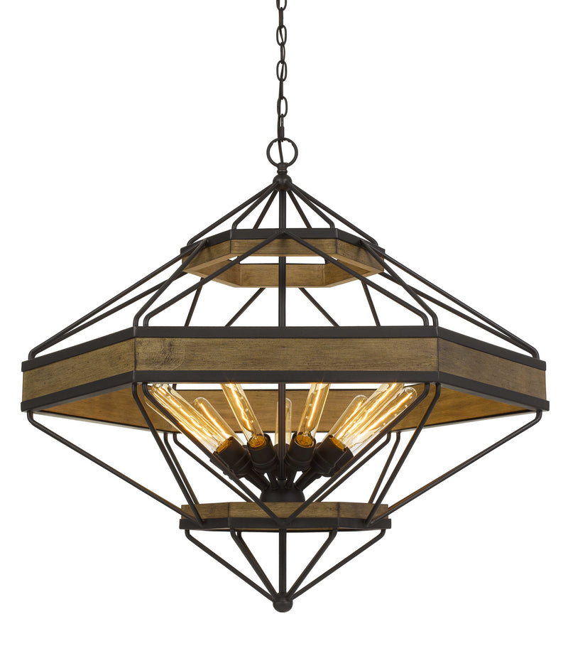 Cal Lighting FX-3702-9 Nine Light Chandelier, Wood/Black