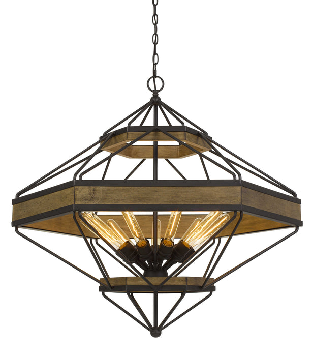 Cal Lighting FX-3702-9 Nine Light Chandelier, Wood/Black