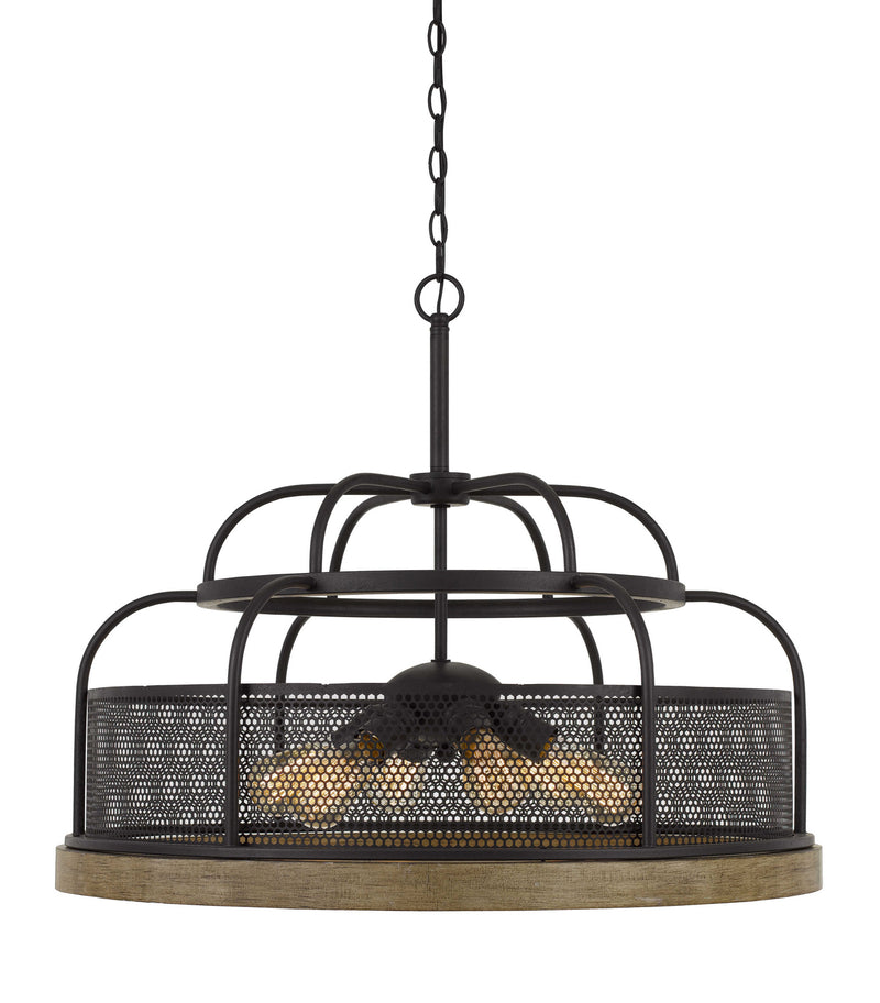 Cal Lighting FX-3706-6 Six Light Chandelier, Iron/Light Oak