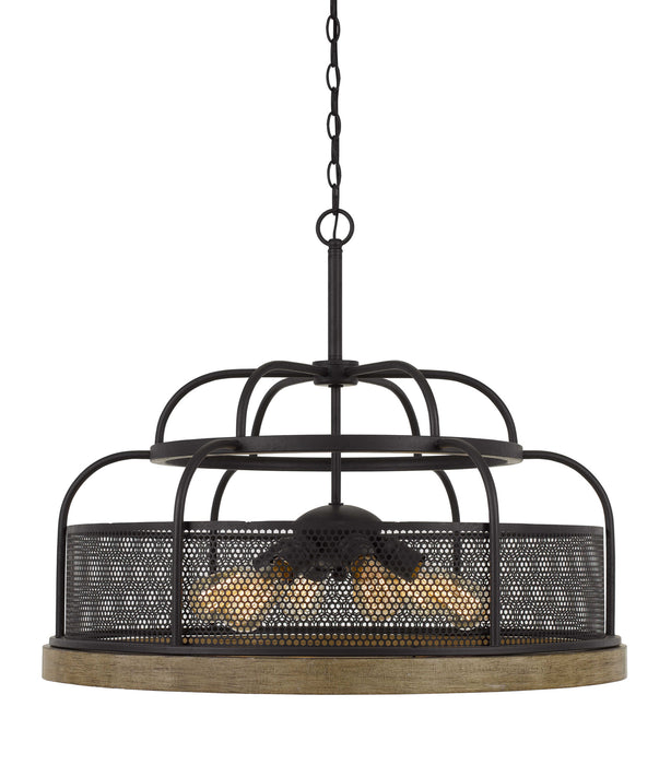 Cal Lighting FX-3706-6 Six Light Chandelier, Iron/Light Oak