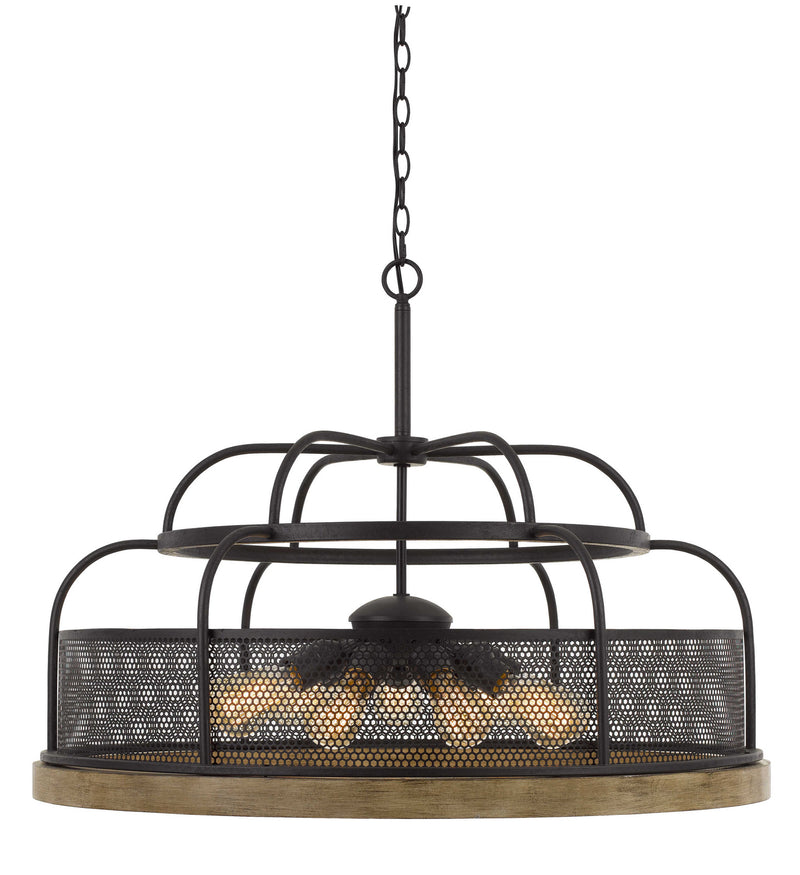 Cal Lighting FX-3706-9 Nine Light Chandelier, Iron/Light Oak