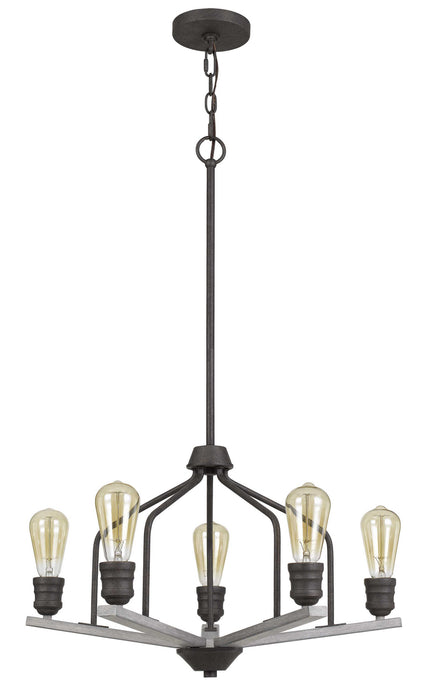 Cal Lighting FX-3716-5 Five Light Chandelier, Textured Bronze/drifted wood