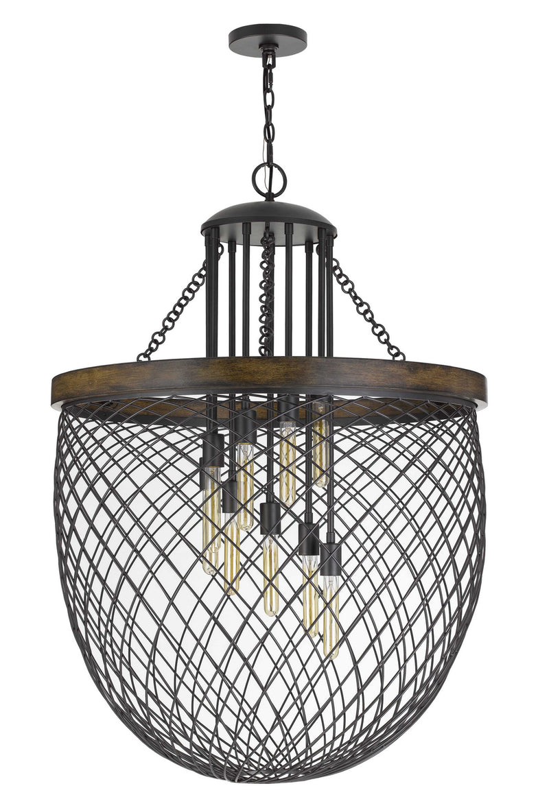 Cal Lighting FX-3718-9 Nine Light Chandelier, Bronze/Wood