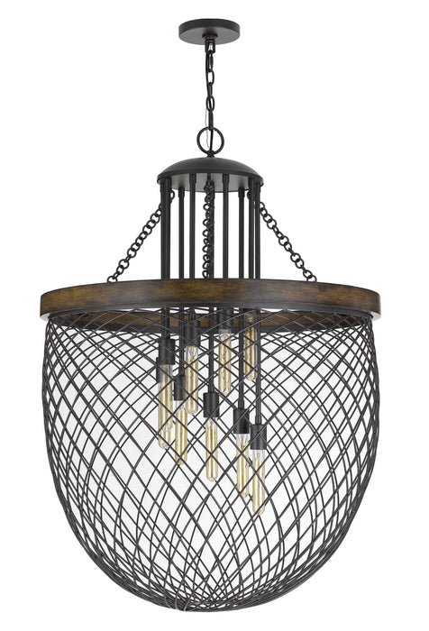 Cal Lighting FX-3718-9 Nine Light Chandelier, Bronze/Wood