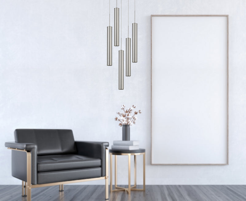 Cal Lighting UP-1116 LED Pendant, Brushed Steel