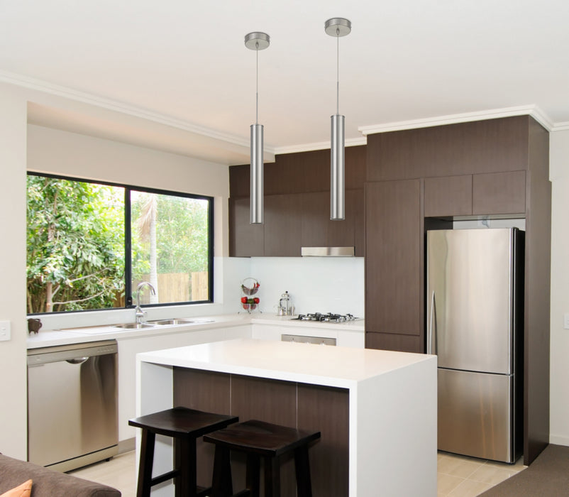 Cal Lighting UP-1116 LED Pendant, Brushed Steel
