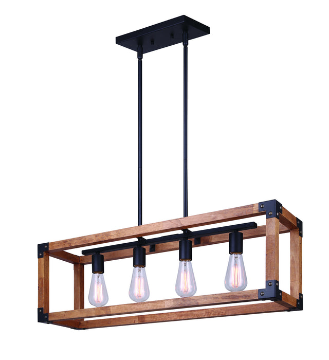 Canarm ICH756A04BKW32 Four Light Chandelier, Black/Wood