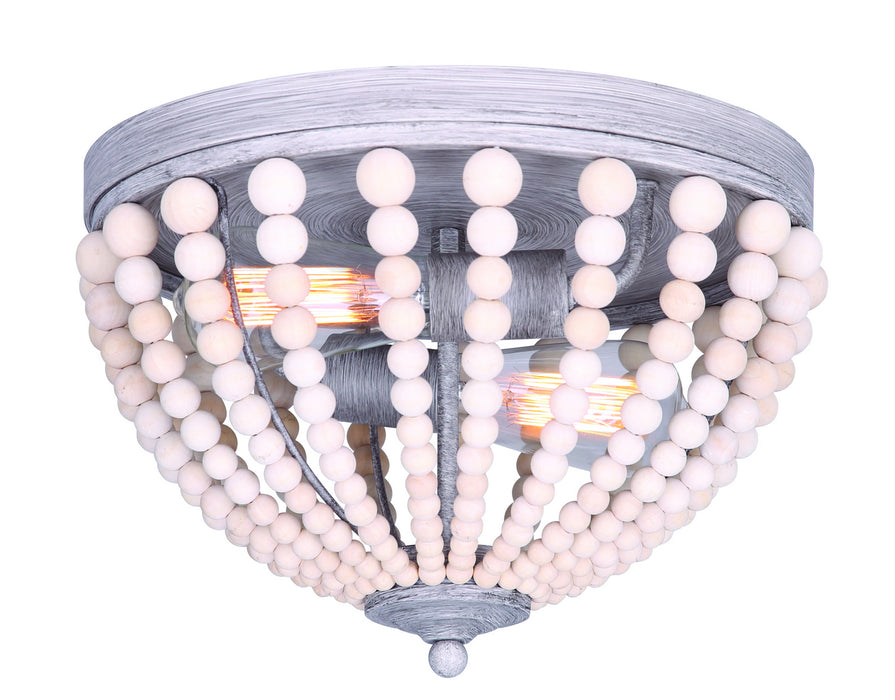 Canarm IFM564B13BGY Two Light Flush Mount, Grey Metal And Wood
