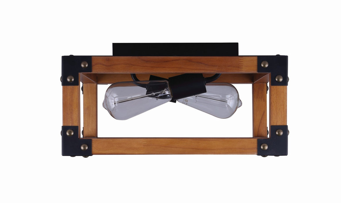 Canarm IFM756A13BKW Two Light Flush Mount, Black/Wood