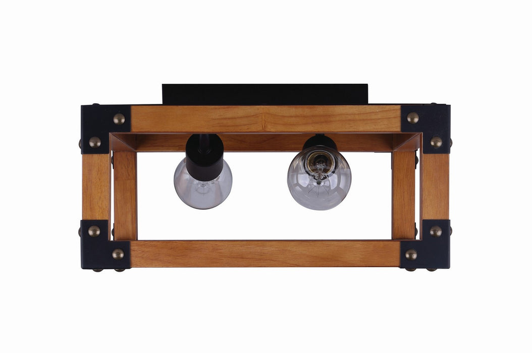 Canarm IFM756A13BKW Two Light Flush Mount, Black/Wood
