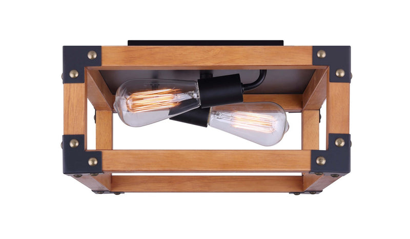 Canarm IFM756A13BKW Two Light Flush Mount, Black/Wood