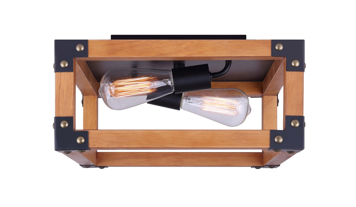 Canarm IFM756A13BKW Two Light Flush Mount, Black/Wood