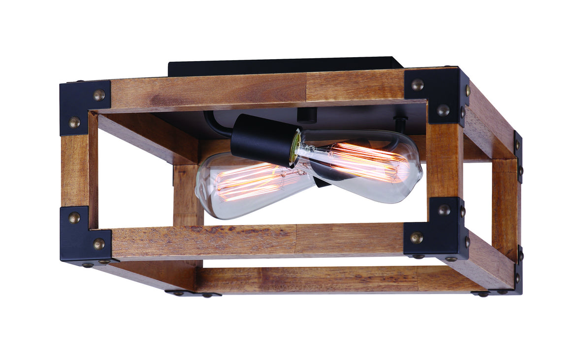 Canarm IFM756A13BKW Two Light Flush Mount, Black/Wood