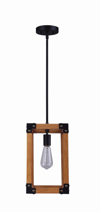 Canarm IPL756A01BKW One Light Pendant, Black/Wood