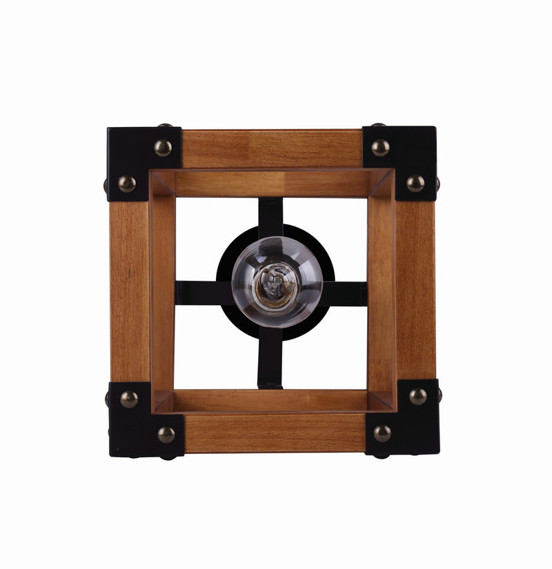 Canarm IPL756A01BKW One Light Pendant, Black/Wood