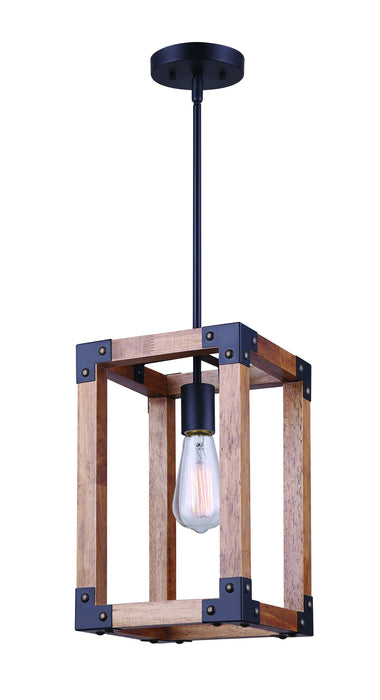 Canarm IPL756A01BKW One Light Pendant, Black/Wood