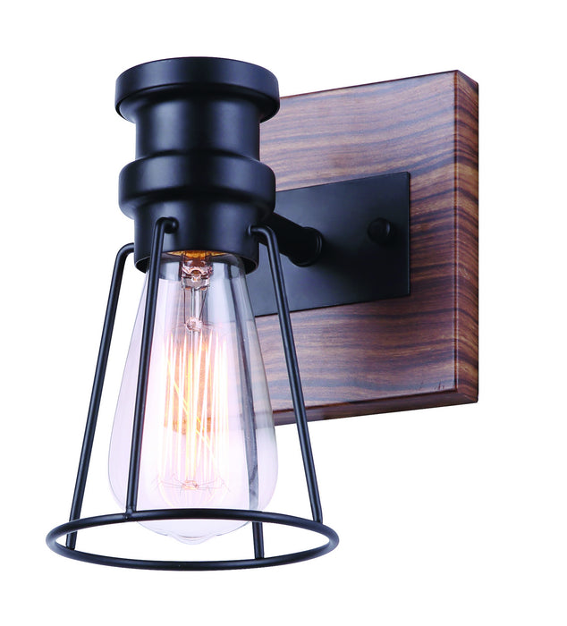 Canarm IVL752A01BKW One Light Vanity, Black/Faux Wood
