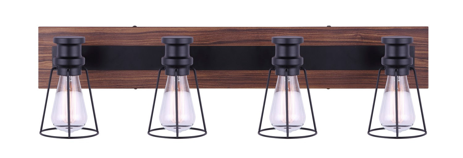 Canarm IVL752A04BKW Four Light Vanity, Black/Faux Wood