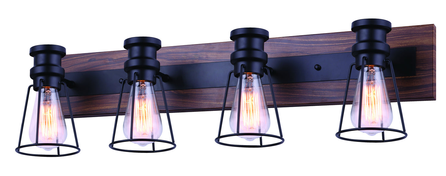 Canarm IVL752A04BKW Four Light Vanity, Black/Faux Wood