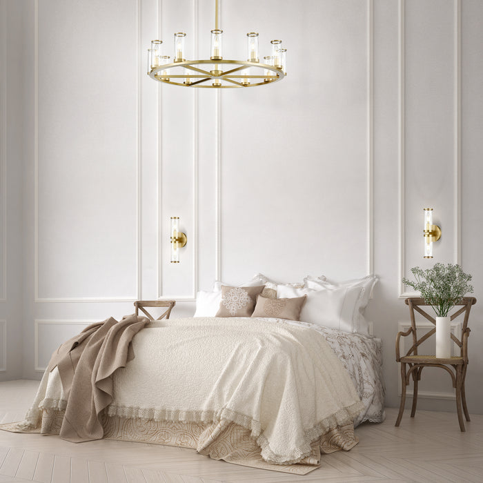 Alora CH309012NBCG 12 Light Chandelier, Clear Glass/Natural Brass