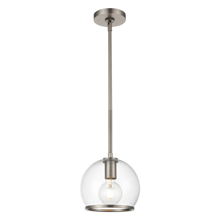 Alora PD304008ANCG One Light Mini Pendant, Aged Nickel/Clear Glass