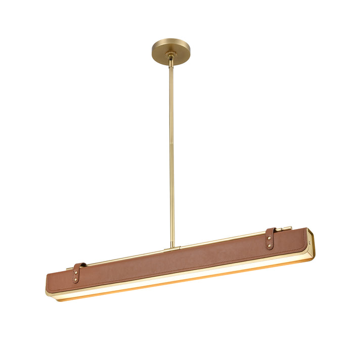 Alora PD307931VBCL LED Pendant, Vintage Brass/Cognac Leather
