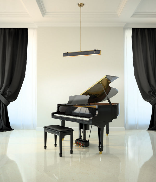Alora PD307931VBTL LED Pendant, Vintage Brass/Tuxedo Leather