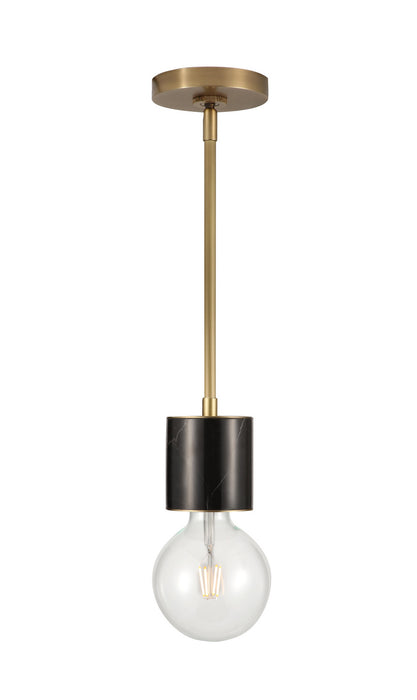 Alora PD308001VBBM One Light Mini Pendant, Black Marble/Vintage Brass