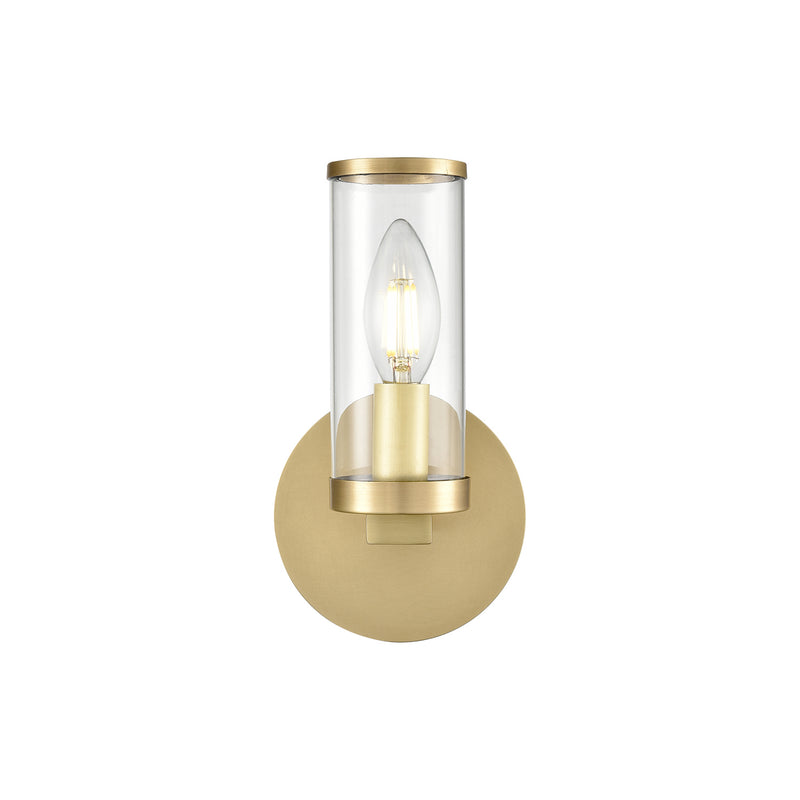 Alora WV309001NBCG One Light Wall Sconce, Clear Glass/Natural Brass