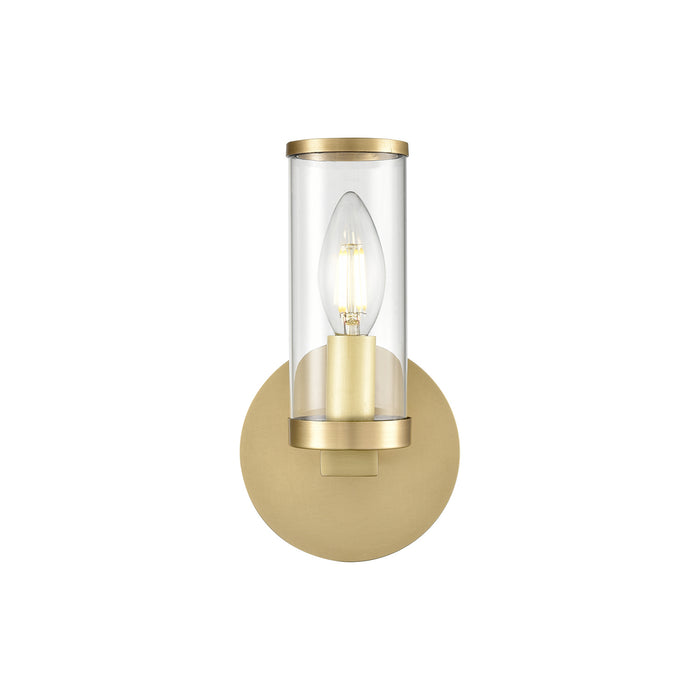 Alora WV309001NBCG One Light Wall Sconce, Clear Glass/Natural Brass