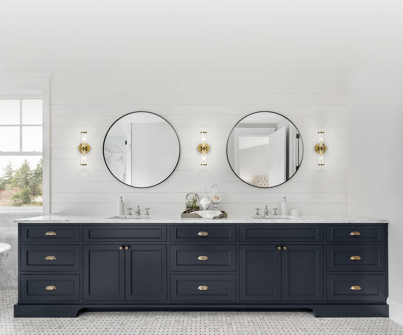 Alora WV309002NBCG Two Light Wall Sconce, Clear Glass/Natural Brass