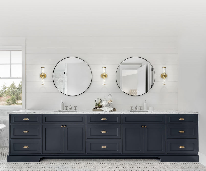 Alora WV309002NBCG Two Light Wall Sconce, Clear Glass/Natural Brass