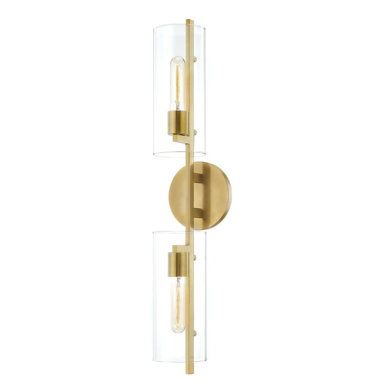 Mitzi H326102-AGB Two Light Wall Sconce, Aged Brass