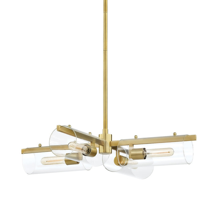 Mitzi H326804-AGB Four Light Chandelier, Aged Brass