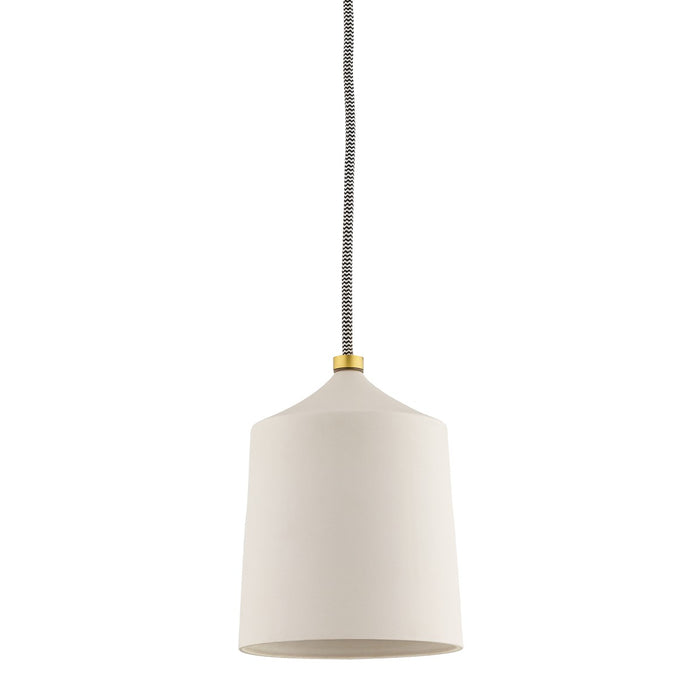 Mitzi H339701-AGB/MW One Light Pendant, Aged Brass/Matte White