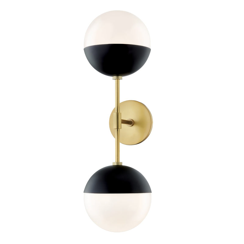 Mitzi H344102A-AGB/BK Two Light Wall Sconce, Aged Brass/Black