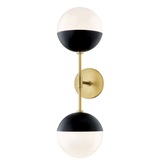 Mitzi H344102A-AGB/BK Two Light Wall Sconce, Aged Brass/Black