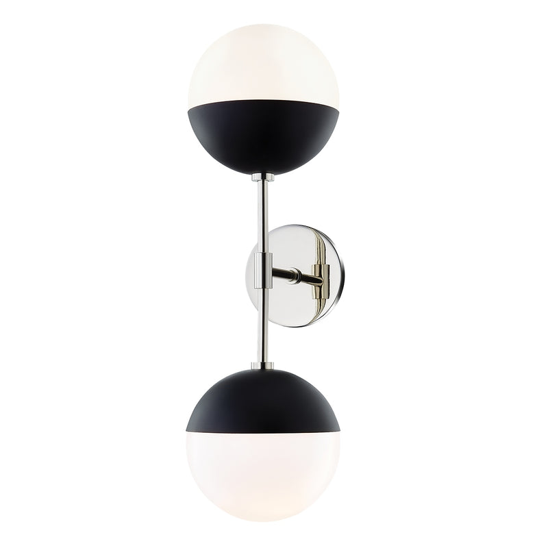 Mitzi H344102A-PN/BK Two Light Wall Sconce, Polished Nickel/Black