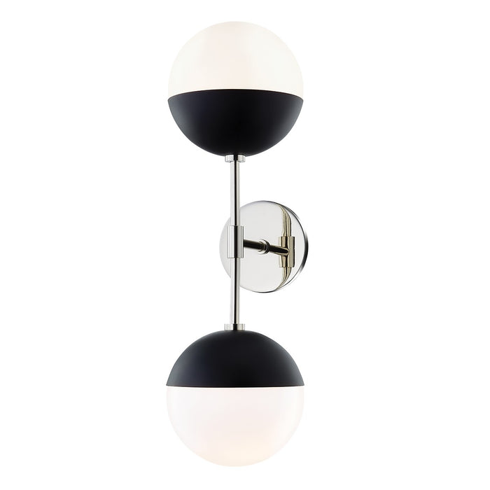 Mitzi H344102A-PN/BK Two Light Wall Sconce, Polished Nickel/Black
